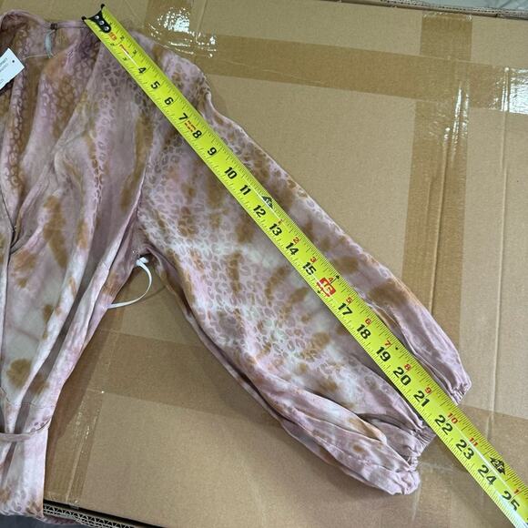 🍁NWT Young Fabulous and Broke YFB Siren Shirt Wrap Midi Dress Adobe Rose Spin XS - Picture 14 of 16